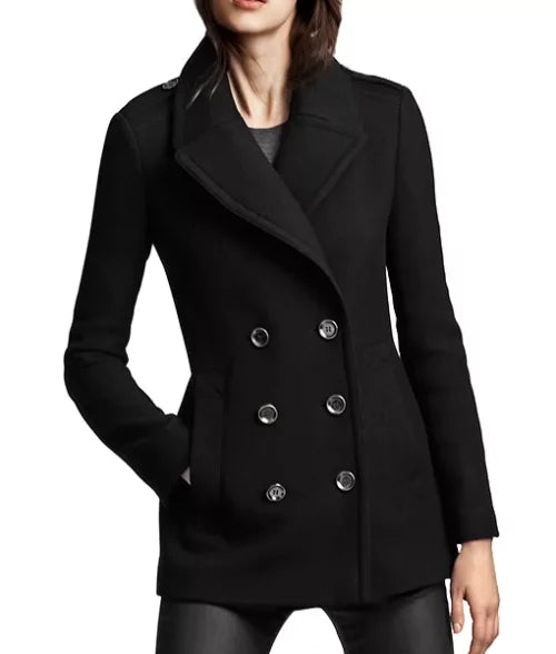 Classic Black Peacoat for Women