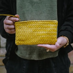 Sunny Handwoven Leather Compact Clutch