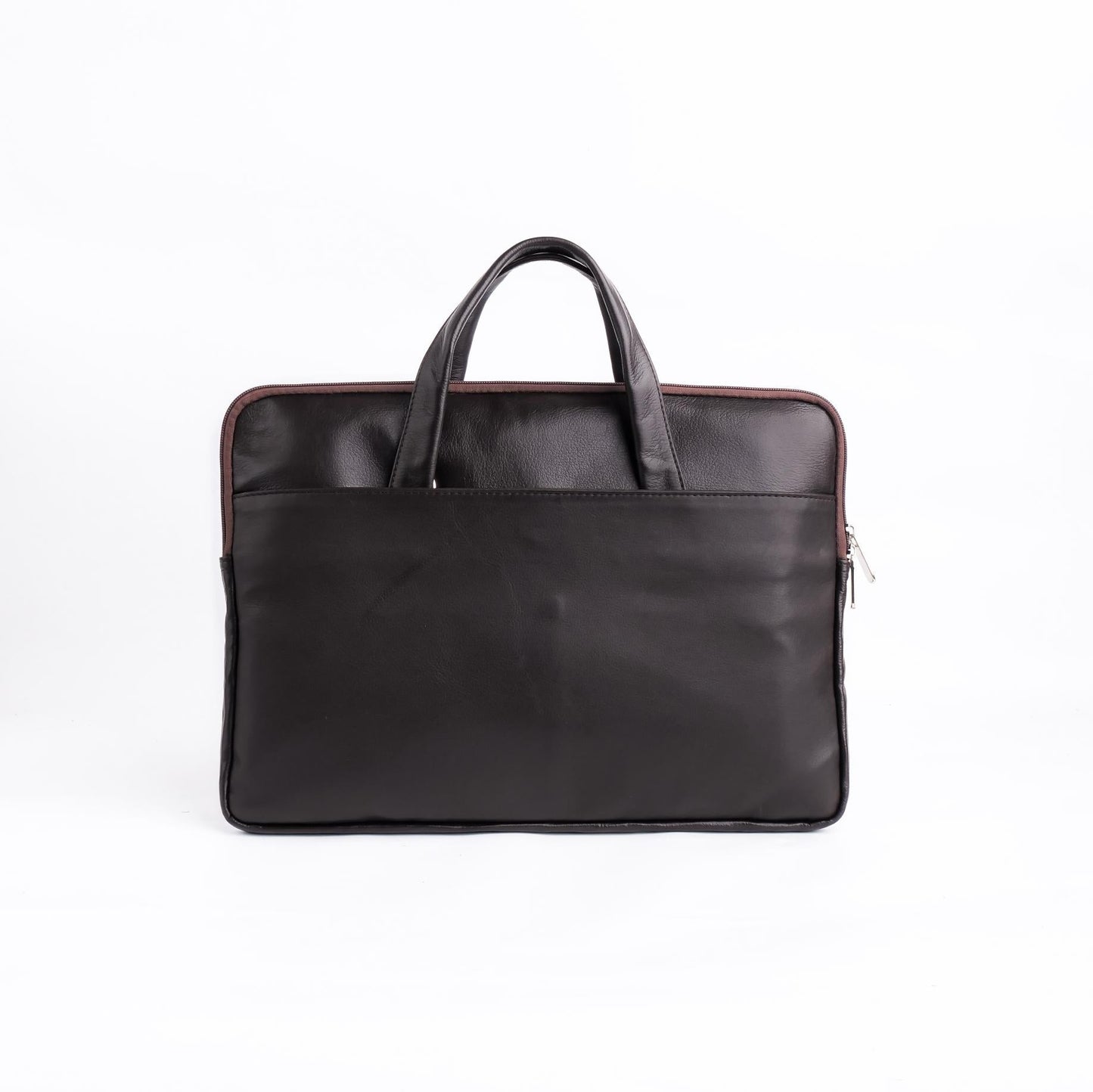 Slim Leather Laptop Bag in Dark Brown