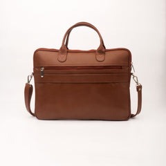 Slim Tan Leather Laptop Bag