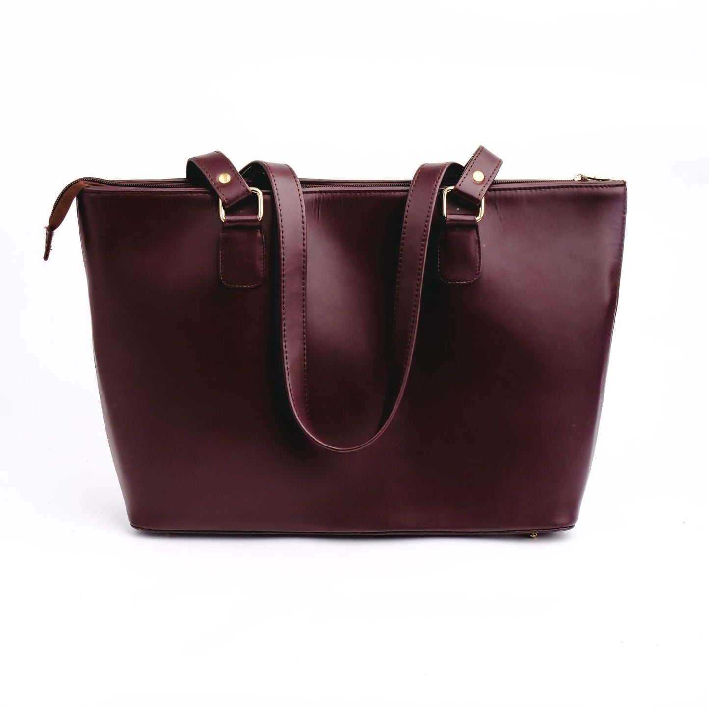 Elegant Women's Leather Tote in Wine