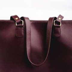 Elegant Women's Leather Tote in Wine