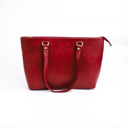 Cherry Red Leather Women’s Tote Bag