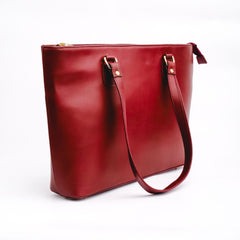 Cherry Red Leather Women’s Tote Bag